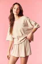 Load image into Gallery viewer, Peach Love Garment Dyed Slub Jersey Crop Top And Skort Set Beige
