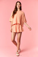 Load image into Gallery viewer, Peach Love Garment Dyed Slub Jersey Crop Top And Skort Set Orange
