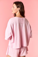 Peach Love Garment Dyed Slub Jersey Crop Top And Skort Set Pink