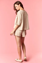 Load image into Gallery viewer, Peach Love Garment Dyed Slub Jersey Crop Top And Skort Set Beige
