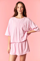 Peach Love Garment Dyed Slub Jersey Crop Top And Skort Set Pink
