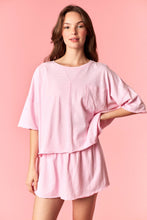Load image into Gallery viewer, Peach Love Garment Dyed Slub Jersey Crop Top And Skort Set Pink
