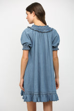 Load image into Gallery viewer, Fate Ruffled V-neck Short Puff Sleeve Mini Dress in Blue
