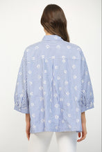 Load image into Gallery viewer, FATE Embroidery Detailed Stripe Button Down Top in White Blue
