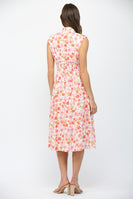 FATE Front Zip Floral Print Midi Dress in Cream Multi