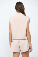 FATE Modal Blend Sleeveless Zip-up Top in Blush