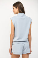 FATE Modal Blend Sleeveless Zip-up Top in Dusty Blue