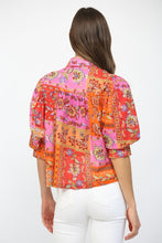 Load image into Gallery viewer, FATE Floral Motif Print Balloon Sleeve Top in Fuchsia Mix
