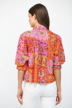 Load image into Gallery viewer, FATE Floral Motif Print Balloon Sleeve Top in Fuchsia Mix

