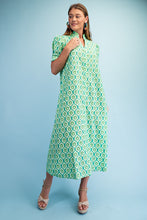 Load image into Gallery viewer, GiGio Bright Printed Button Down Midi Dress in Grass Mix
