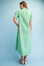 Load image into Gallery viewer, GiGio Bright Printed Button Down Midi Dress in Grass Mix

