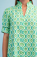 GiGio Bright Printed Button Down Midi Dress in Grass Mix