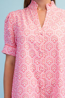 GiGio Bright Printed Button Down Midi Dress in Blush Mix