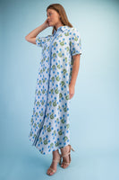 GiGio Striped Floral Maxi Dress in Blue Mix