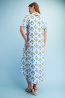 GiGio Striped Floral Maxi Dress in Blue Mix