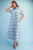 GiGio Striped Floral Maxi Dress in Blue Mix