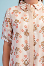 Load image into Gallery viewer, GiGio Striped Floral Maxi Dress in Latte Mix
