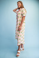 GiGio Striped Floral Maxi Dress in Pink Mix