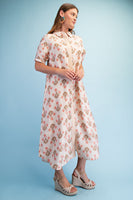 GiGio Striped Floral Maxi Dress in Latte Mix