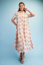 Load image into Gallery viewer, GiGio Striped Floral Maxi Dress in Latte Mix

