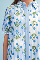 GiGio Striped Floral Maxi Dress in Blue Mix