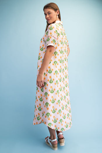 GiGio Striped Floral Maxi Dress in Pink Mix