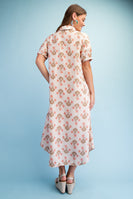 GiGio Striped Floral Maxi Dress in Latte Mix