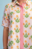 GiGio Striped Floral Maxi Dress in Pink Mix