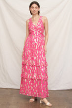 Load image into Gallery viewer, EN CREME Metallic Polka Dot Maxi Dress With Side Cut-outs in Fuchsia

