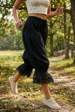 Load image into Gallery viewer, LovLov Boho Vintage Lace Trimmed Cropped Pants in Black
