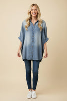Heimish OVERSIZED Button Front Top in Denim