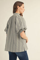 Jodifl Ruffle Detail Stripe Top in Black