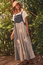 Load image into Gallery viewer, Oddi Mixed Stripe Patchwork Overall Dress in Washed Denim
