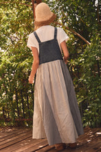 Load image into Gallery viewer, Oddi Mixed Stripe Patchwork Overall Dress in Washed Denim
