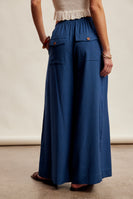 Listicle Wide Leg Pleated Pants in Denim Blue