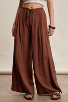 Listicle Wide Leg Pleated Pants in Brown
