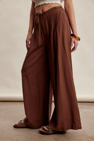 Listicle Wide Leg Pleated Pants in Brown