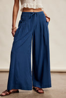 Listicle Wide Leg Pleated Pants in Denim Blue