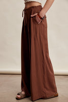 Listicle Wide Leg Pleated Pants in Brown