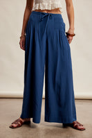 Listicle Wide Leg Pleated Pants in Denim Blue