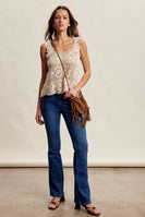 Listicle Floral Crochet Lace Top in Ecru
