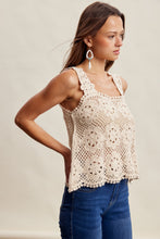 Load image into Gallery viewer, Listicle Floral Crochet Lace Top in Ecru
