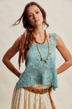 Load image into Gallery viewer, Listicle Floral Crochet Lace Top in Jade
