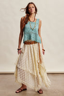 Listicle Floral Crochet Lace Top in Jade