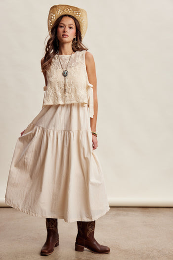 midi vest dress Seddiq its perfect for both casual outings and special occasions Ellen Lace Vest & Sleeveless