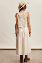 Load image into Gallery viewer, Listicle Embroidered Lace Vest and Sleeveless Midi Dress Set in Ecru
