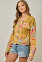 Load image into Gallery viewer, Mystree Floral Mixed Media Jacket in Cappuccino Mix
