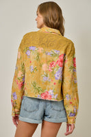 Mystree Floral Mixed Media Jacket in Cappuccino Mix
