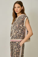 Mystree Mixed Print French Terry Hoodie Tee in Dusty Pink (TOP ONLY)