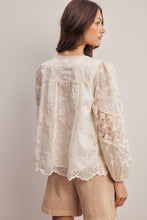 Load image into Gallery viewer, Forte Embroidered Lace Puff Sleeve Top in Ecru
